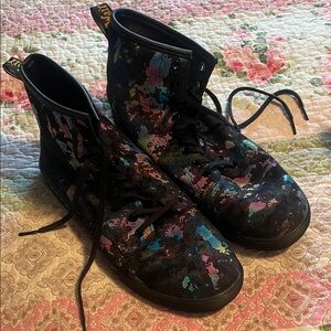 Dr. Martens Black and Multicolor Ankle Boots